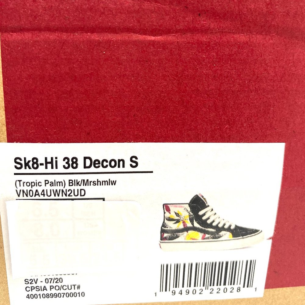 VANS Sk8-Hi 38 Decon S Tropic Palm Black Canvas Women's Size 8 VN0A4UWN2UD - Picture 8 of 8